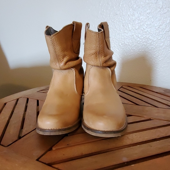 Leather ankle boots beige / Tan Brown - Picture 2 of 5